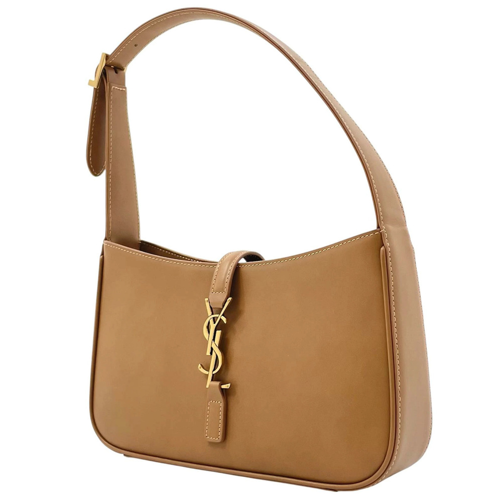 Saint Laurent Le Cinq A Sept Hobo Leather Shoulder Bag Camel Brown